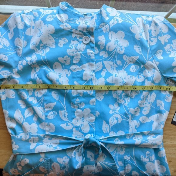 Madison Robin Egg Blue Floral "Trench" Coat NWT - Picture 13 of 16